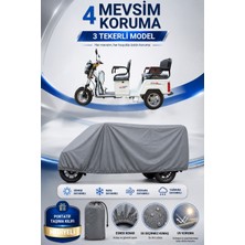 Motobros Motosiklet Brandası Falcon Famıly 8000 3 Tekerlekli Elektrikli Araç Brandası Gri 4 Mevsim Su Geçirmez