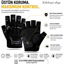 Edelvays Shop Korumalı Kısa Motosiklet Eldiveni Yasaya Uygun Parmaksız Eldiven Cr