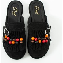 Duxal Shoes Hazel Kadın Süet Püsküllü Boncuklu Tokalı Terlik Mulo