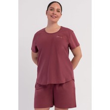 Vienetta Pamuklu Kadın Büyük Beden Kısa Kol Şortlu Pijama Takım, 602028