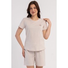 Vienetta Pamuklu Kadın Kısa Kol Şortlu Pijama Takım, 602016