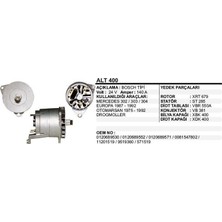 Dodo Alternatör 24V 140A. Mercedes 302/303/304-EUROPA 87-92 Otomarsan-75-92 Drogmoller Bosch Tip