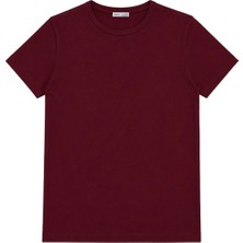 Vadon 1003 Kadın Pamuklu Slim Fit Bisiklet Yaka Yumuşak Dokulu Basic T-Shirt Bordo