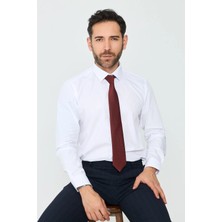 White Stone Bordo Kuşgözü Desenli Geniş Erkek Kravat