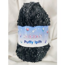 Sultan Puffy Işıltı Siyah-Gümüş El Örgü Ipi 100GR. 100MT.(1 Adet) - Renk: 1735S