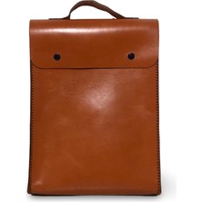 A Little Happiness Design Goods El Yapımı Hakiki Deri Turuncu Sırt Çantası
