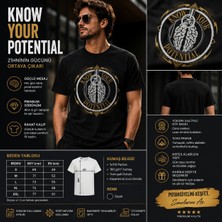 Tişört Kodu Know Your Potential Unisex Tişört – Motivasyon Temalı Grafik Baskılı Siyah Tişört