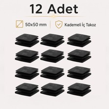 Badem10 (50X50 Mm) Kademeli Profil Iç Takoz Masa Sandalye Sehpa Tapası Tıpa Papuç Zemin Koruyucu 12 Adet