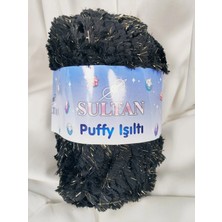 Sultan Puffy Işıltı Siyah-Altın El Örgü Ipi 100GR. 100MT.(1 Adet) - Renk: 1735G