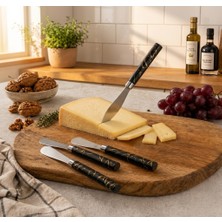 Just Cheap Store 5 Parça  Uzun Kahvaltı Bıçak - Siyah Mermer Desen Saplı 16.5 cm (4741)
