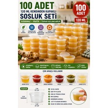 Open City 100'LÜ Set I 120 ml Kendinden Kapaklı Sosluk Saklama Kabı 50’li Set Sızdırmaz Şeffaf Pp Plastik