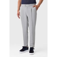 Pileli Nervürlü Gri Jogger Pantolon