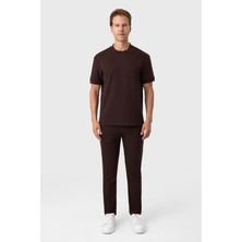 Regular Fit Örme Kahve Jogger Pantolon