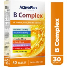 Active Plus B Complex 30 Tablet Aromasız Folik Asit İçeren B Vitaminleri Takviyesi