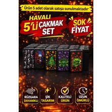 UltraMint Şık ve Dayanıklı 5'li Jet Rüzgar Çakmak Seti, Kullanım Kolaylığı Sağlar