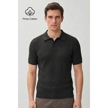 Allunique Siyah Polo Yaka Kısa Kollu Triko