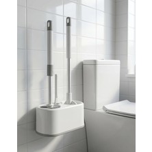 Elçi Home 3ü1 Arada Wc Klozet Fırça Seti Antibakteriyel - Ekstra Sağlam Alüminyum Sap - 3 Ayrı Fırça - Hazneli - Elçihome