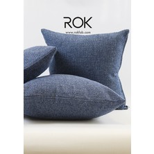 Rokfab Mavi Kırlent Kılıfı 45X45 cm Dekoratif Yastık Kılıfı