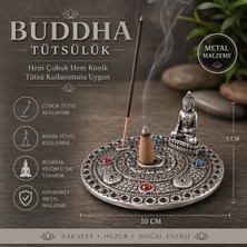 İki Yedi Konsept Gümüş Buddha Tütsülük, Çubuk ve Konik Tütsü Aparatı, Meditasyon Yoga Ev Dekoru Hediyesi