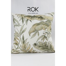 Rokfab Çiçek Desenli Kırlent Kılıfı 45X45 cm Dekoratif Yastık Kılıfı