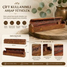 İki Yedi Konsept Arboral 773 Yaprak Figürlü Ahşap Tütsülük Çubuk ve Konik Tütsü Kutusu Dekoratif