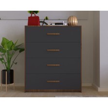Metalia Gm 186 Almina 4 Çekmeceli Ceviz Renkli Klasik Şifonyer 100 cm Genişlik 47 cm Derinlik
