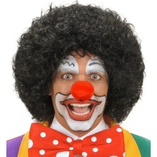Nevamel Siyah Kıvırcık Afro Peruk ve Kırmızı Sünger Burun Seti