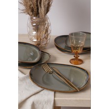 Keramika Reaktif Yeşil Isabella Pasta Tabağı 25 cm 6 Adet Q84