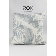 Rokfab Çiçek Desenli Kırlent Kılıfı 45X45 cm Dekoratif Yastık Kılıfı