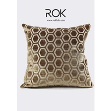 Rokfab Altıgen Desenli Kırlent Kılıfı 45X45 cm Dekoratif Yastık Kılıfı
