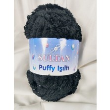 Sultan Puffy Işıltı Siyah-Siyah El Örgü Ipi 100GR. 100MT.(1 Adet) - Renk: 1735SS