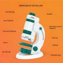 Dress Art D.art And Tech Mikroskop Deney Seti 180X LED Işıklı Eğitici Öğretici 21 Parça Mobil Mini Taşınabilir