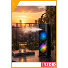 İn3dex Çift Pervaneli Şarjlı Buharlı Fan Rgb Işıklı Masa Serinletici