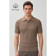 Allunique Bej Polo Yaka Kısa Kollu Triko
