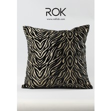 Rokfab Zebra Desenli Kırlent Kılıfı 45X45 cm Dekoratif Yastık Kılıfı