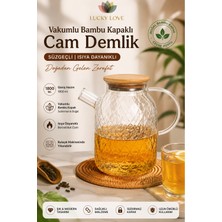 Lucky Love Vakumlu Bambu Kapaklı Isıya Dayanıklı Borosilikat Cam Demlik, Süzgeçli Demlik (1800 Ml) Pineapplejug