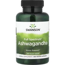 Swanson Vitamins Full Spectrum Ash Ginseng 100 Vegan Capsules (450 Mg Per Capsule)