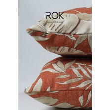 Rokfab Çiçek Desenli Kırlent Kılıfı 45X45 cm Dekoratif Yastık Kılıfı
