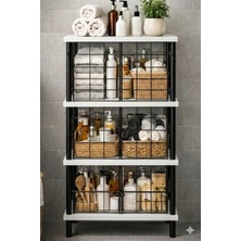 Peka 4 Raflı Banyo Dolabı Metal Kapaklı Banyo Düzenleyici Çok Amaçlı Raf