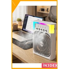 İn3dex USB Şarjlı Masaüstü Soğutucu Fan Su Püskürtmeli Renkli Işıklı