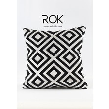 Rokfab Geometrik Desenli Kırlent Kılıfı 45X45 cm Dekoratif Yastık Kılıfı