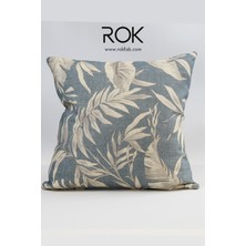 Rokfab Çiçek Desenli Kırlent Kılıfı 45X45 cm Dekoratif Yastık Kılıfı