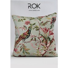 Rokfab Çiçek Desenli Kırlent Kılıfı 45X45 cm Dekoratif Yastık Kılıfı
