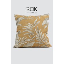 Rokfab Çiçek Desenli Kırlent Kılıfı 45X45 cm Dekoratif Yastık Kılıfı