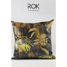 Rokfab Yaprak Desenli Kırlent Kılıfı 45X45 cm Dekoratif Yastık Kılıfı