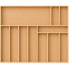 Ayfiwood 53 x 43 cm Ahşap Kaşıklık Çekmece Içi Organizer Doğal Ahşap Mutfak Düzenleyici