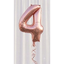 Çavuş E-Ticaret Folyo Balon 4 Rakam Rosegold 34IINC 76 cm 4 Yaş Balonu Doğum Günü Parti Balonu