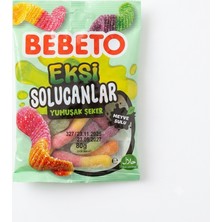 Bebeto Ekşi Solucan Yumuşak Şeker Jelibon 80 G  3 Adet