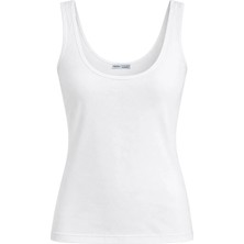 Vadon 1008 Kadın Pamuklu U Yaka Askılı Yumuşak Dokulu Basic Kolsuz Atlet Body Beyaz