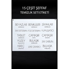 Dolkin Home 15 Parça Şeffaf Temizlik Seti Etiketi Suya Dayanıklı 9.5 cm x 4 cm Ölçüler